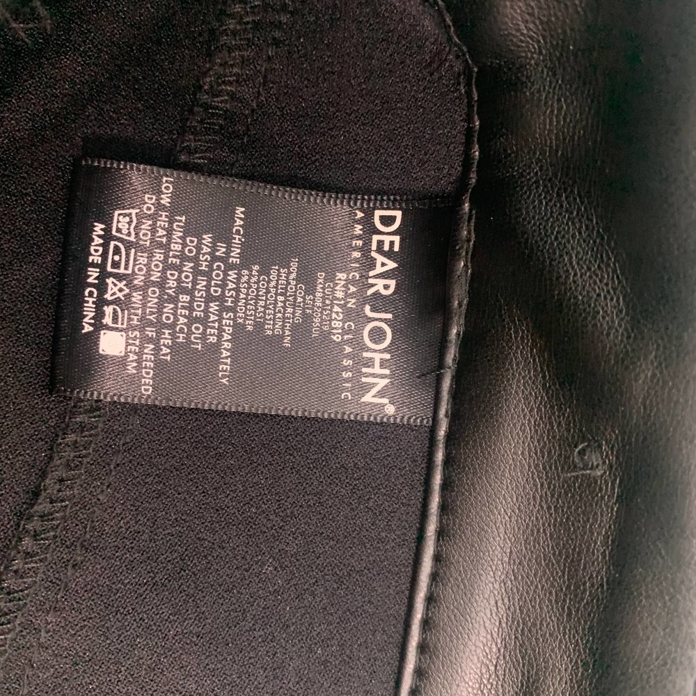 Dear‎ John Womens Skirt Size 25 Black Suede Faux Leather Mini Pockets Unlined - Picture 8 of 11